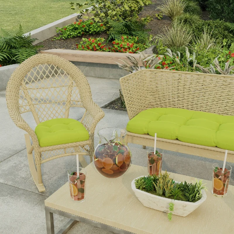 19" x 19" Green Solid Outdoor Wicker Seat Cushion - Set of 2 - 19'' L x 19'' W x 4'' H