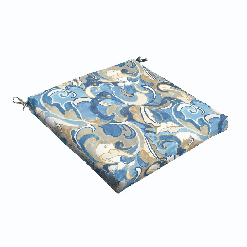 Blue Grey Abstract 19 x 2.5-inch Chair Cushion - Bristol