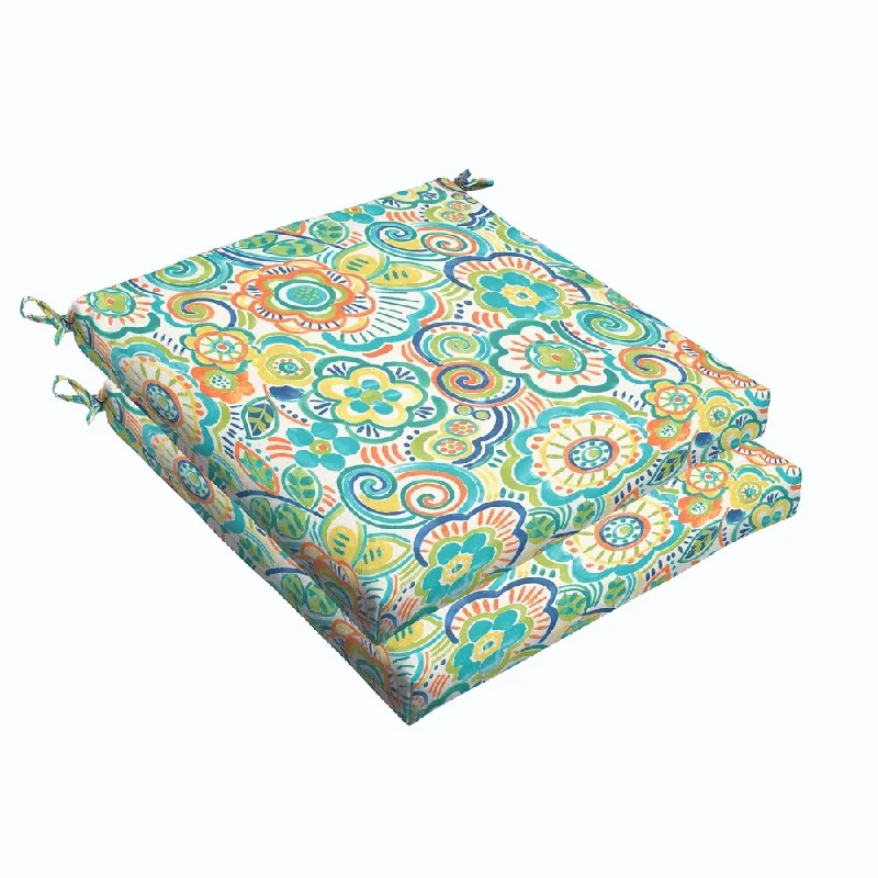 Blue Rio Floral 20 x 2.5-inch Chair Cushion - Bristol (Set of 2)