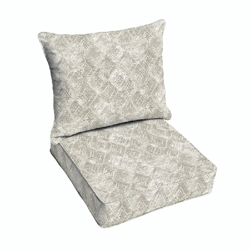 Fellows Grey and White Indoor/ Outdoor Chair Corded Cushion and Pillow Set