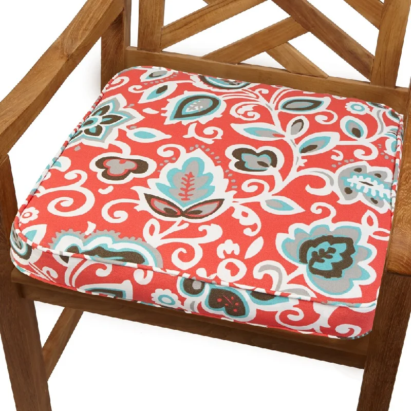 Floral Coral 19-inch Indoor/ Outdoor Corded Chair Cushion