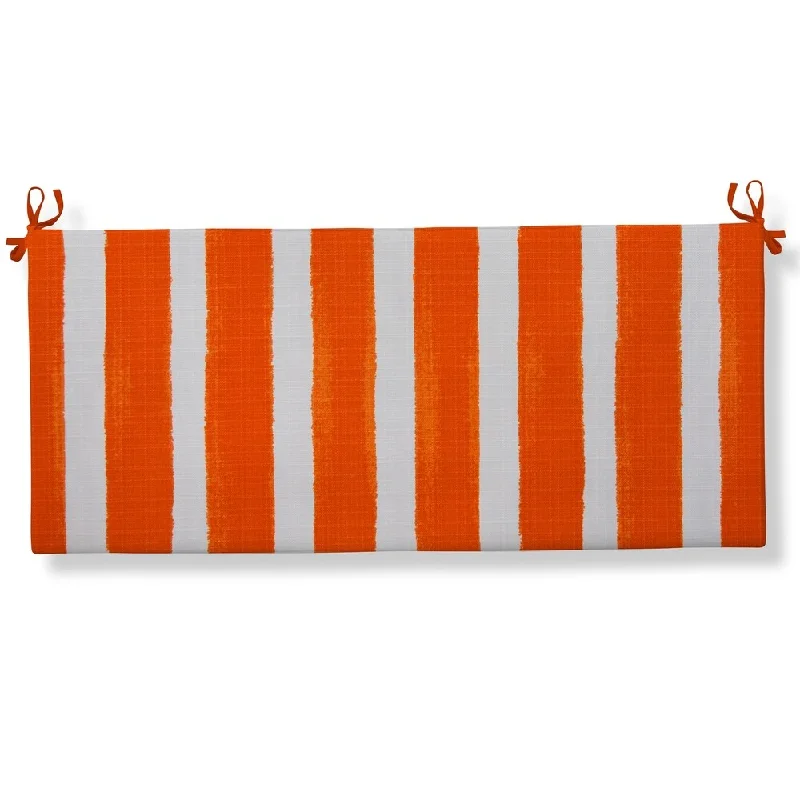 Glasgow Orange Stripe Flat Bench/Swing Cushion with Ties by Havenside Home - 45X18