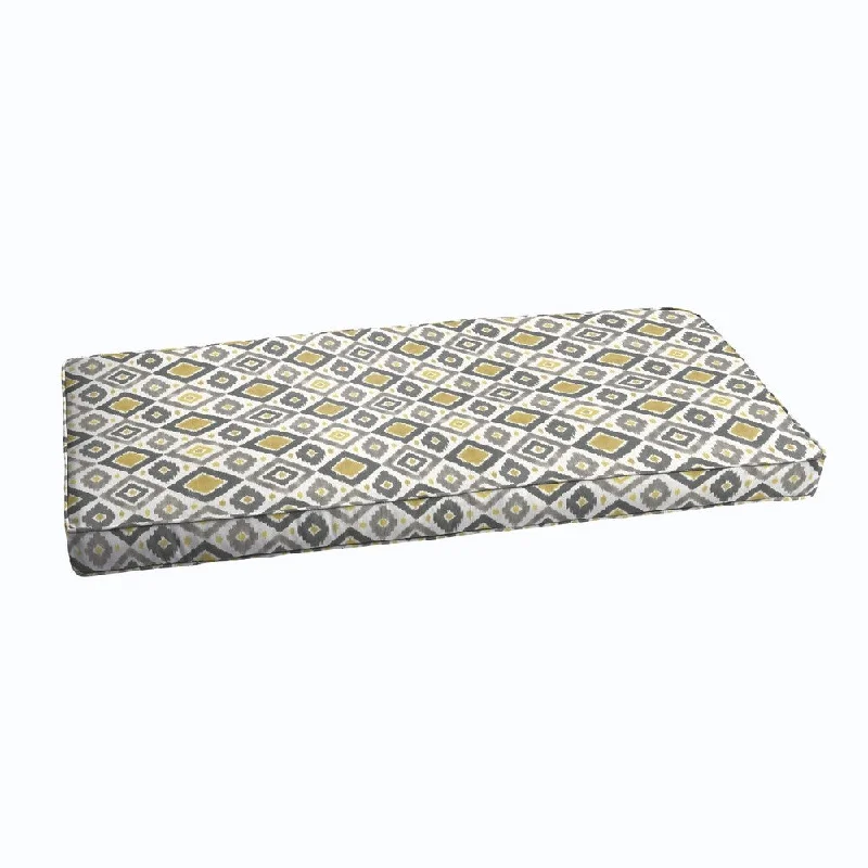 Grey/ Gold Diamonds Indoor/ Outdoor Corded Bench Cushion