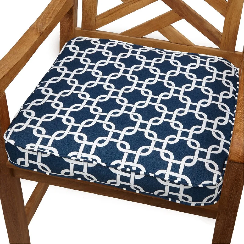 Knotted Navy 19-inch Indoor/ Outdoor Corded Chair Cushion