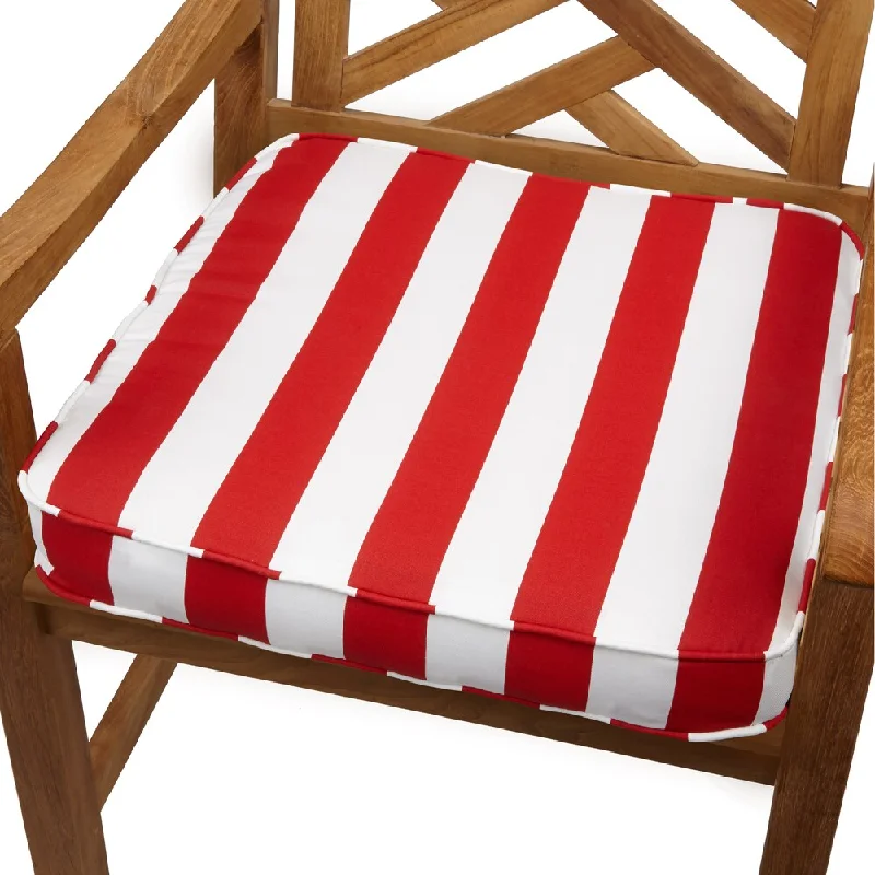 Red Stripe 19-inch Indoor/ Outdoor Corded Chair Cushion