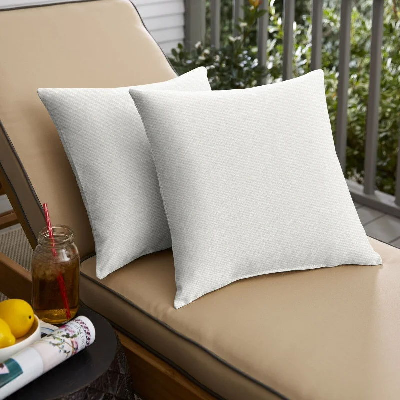 Sorra Home Outdura Rumor Snow Indoor/Outdoor Knife Edge Square Pillows (Set of 2)