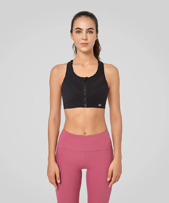 Enfold Zip Mesh Padded Running Bra | Women's High Support Sports Bra