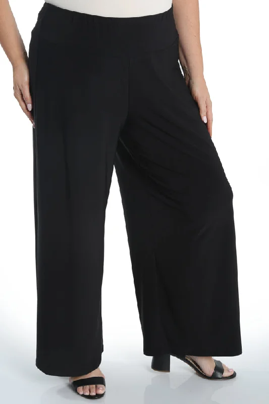 Vikki Vi Jersey Black Wide Leg Pull on Pant