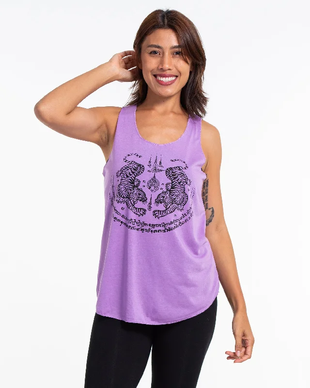 Womens Tiger Tattoo Tank Top in Violet