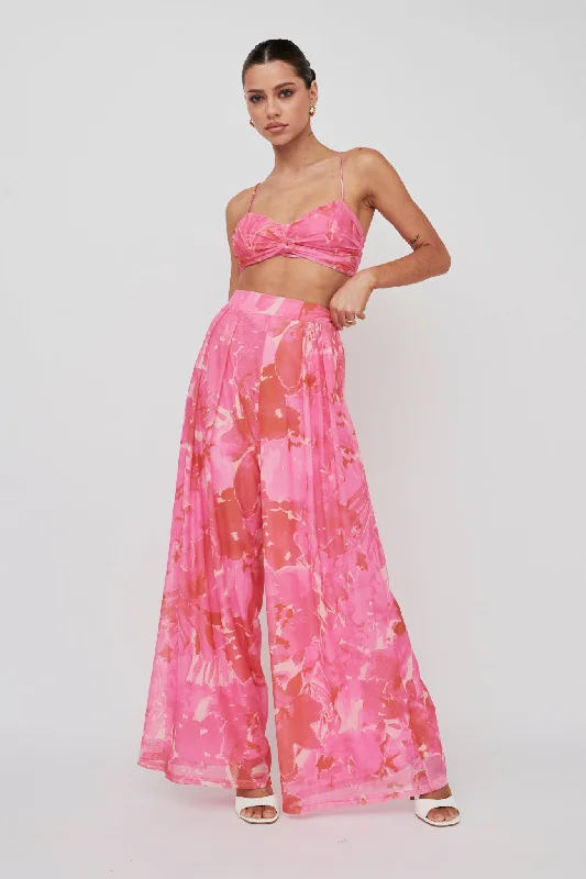 Tammi Wide Leg Pants Print Blush