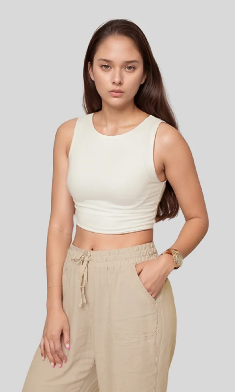 Women Crop Tank Top (White)