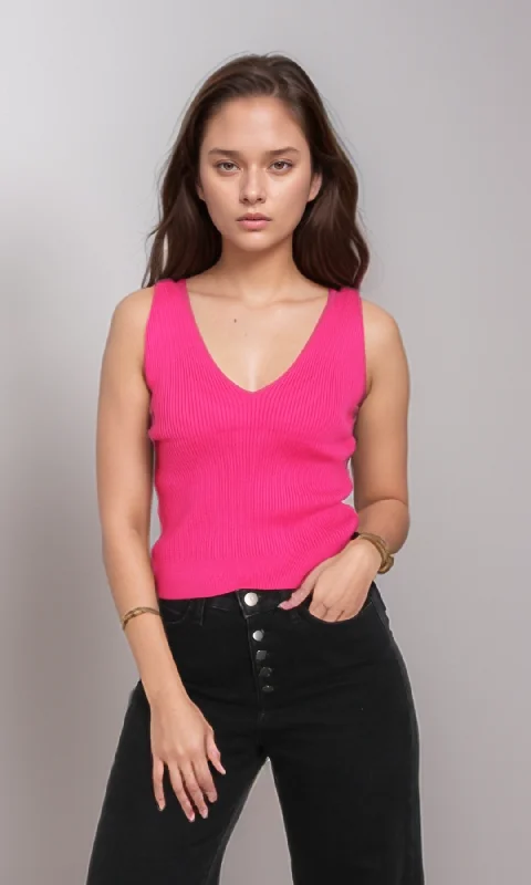 Women Fitted Knit Top (Fuchsia)